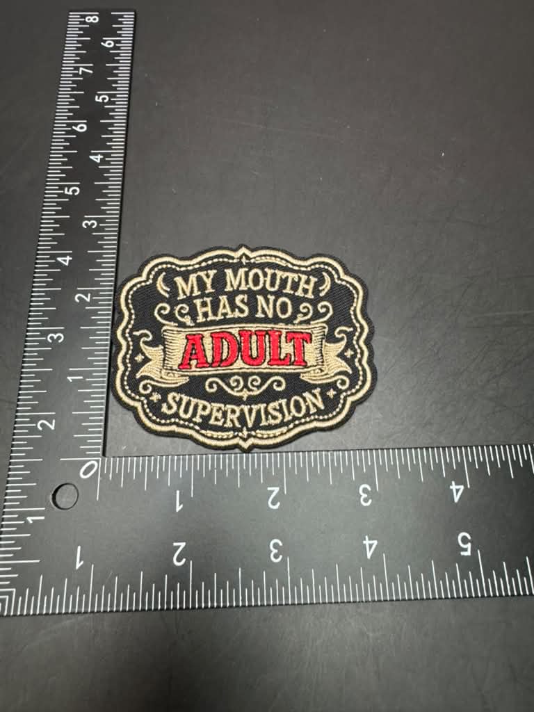 Adult Supervision Iron-On Embroidered Patch