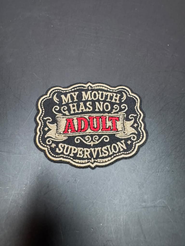 Adult Supervision Iron-On Embroidered Patch