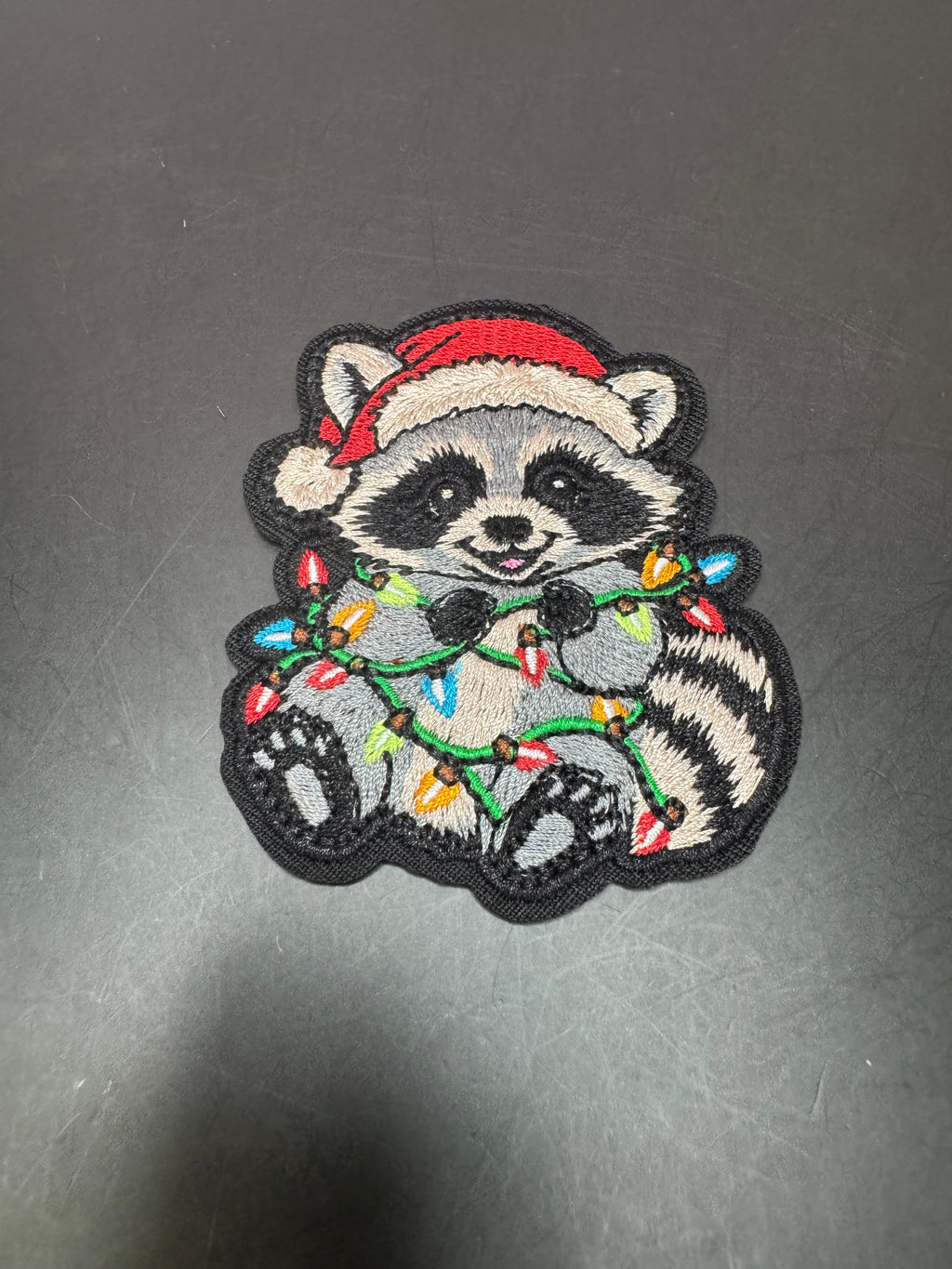 Christmas Raccoon Holiday Iron-On Embroidered Patch