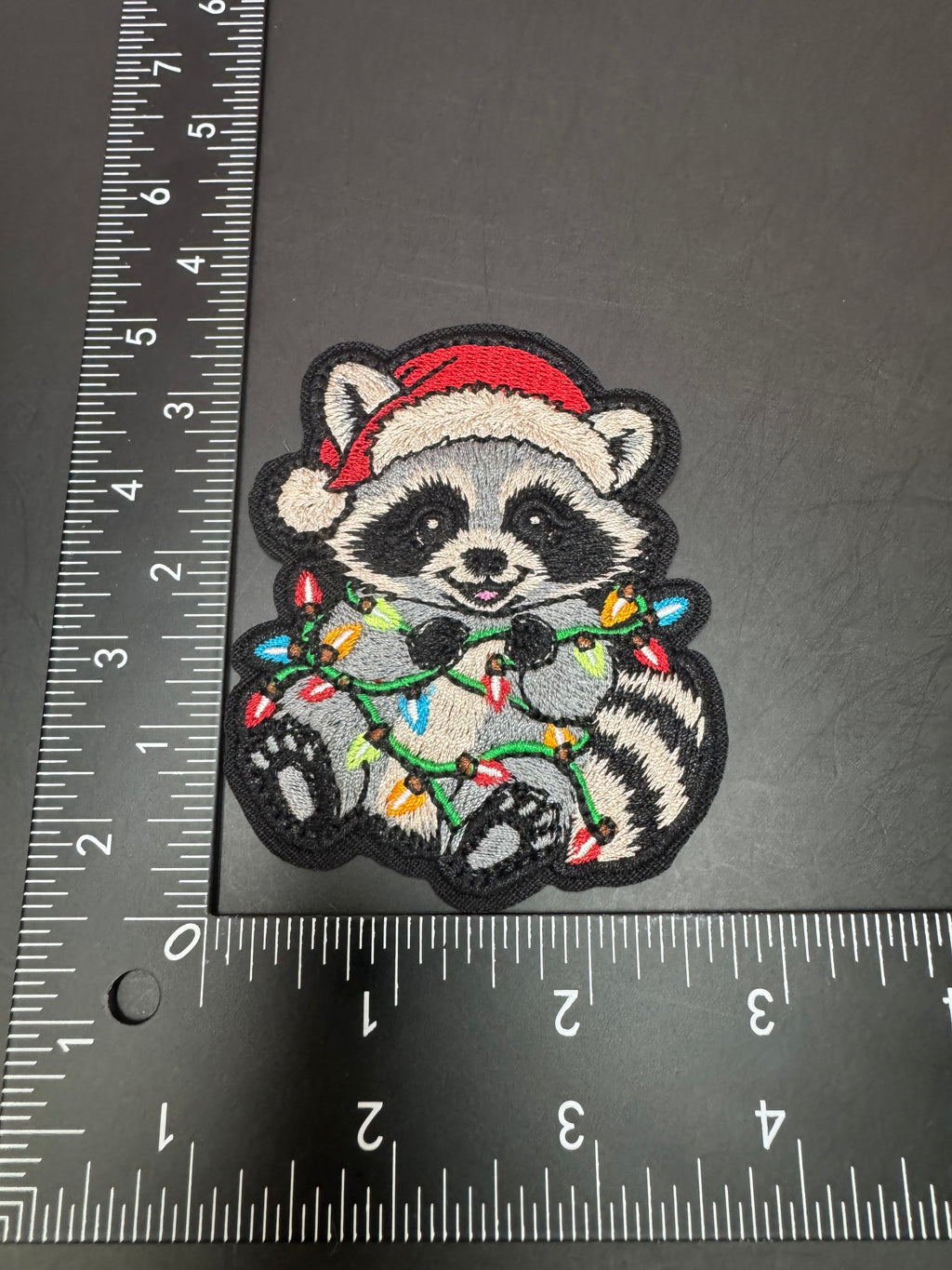 Christmas Raccoon Holiday Iron-On Embroidered Patch