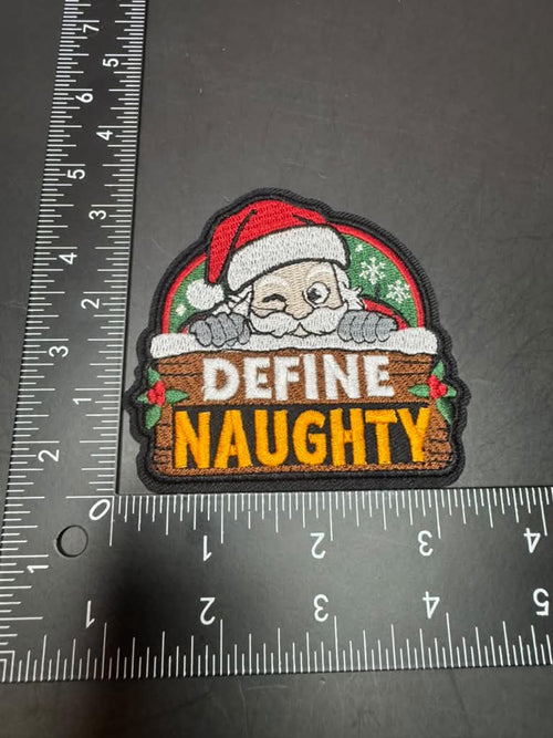 Define Naughty Iron-On Embroidered Patch