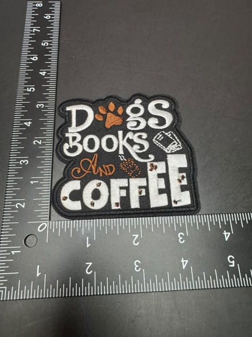 Dogs Books and Coffee Iron-On Embroidered Patch