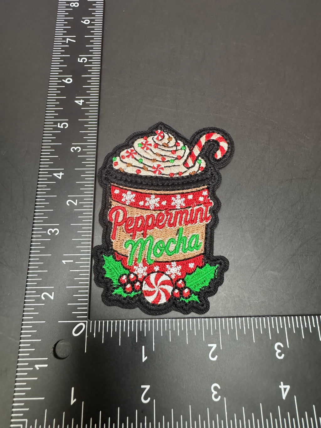 Peppermint Mocha Iron-On Embroidered Patch