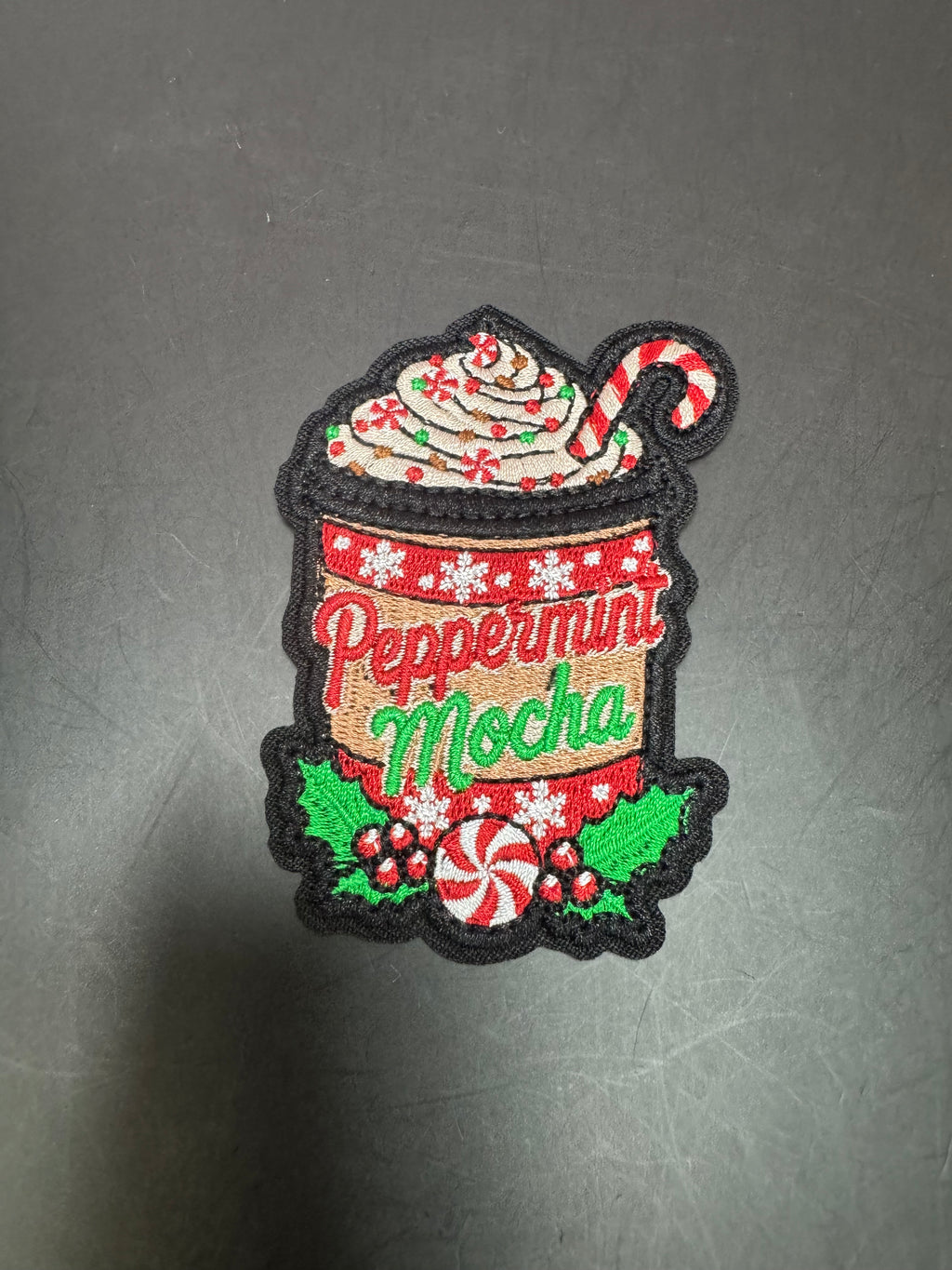 Peppermint Mocha Iron-On Embroidered Patch