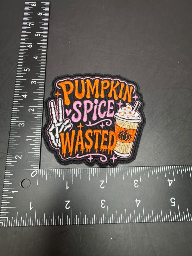 Pumpkin Spice Wasted Iron-On Embroidered Patch