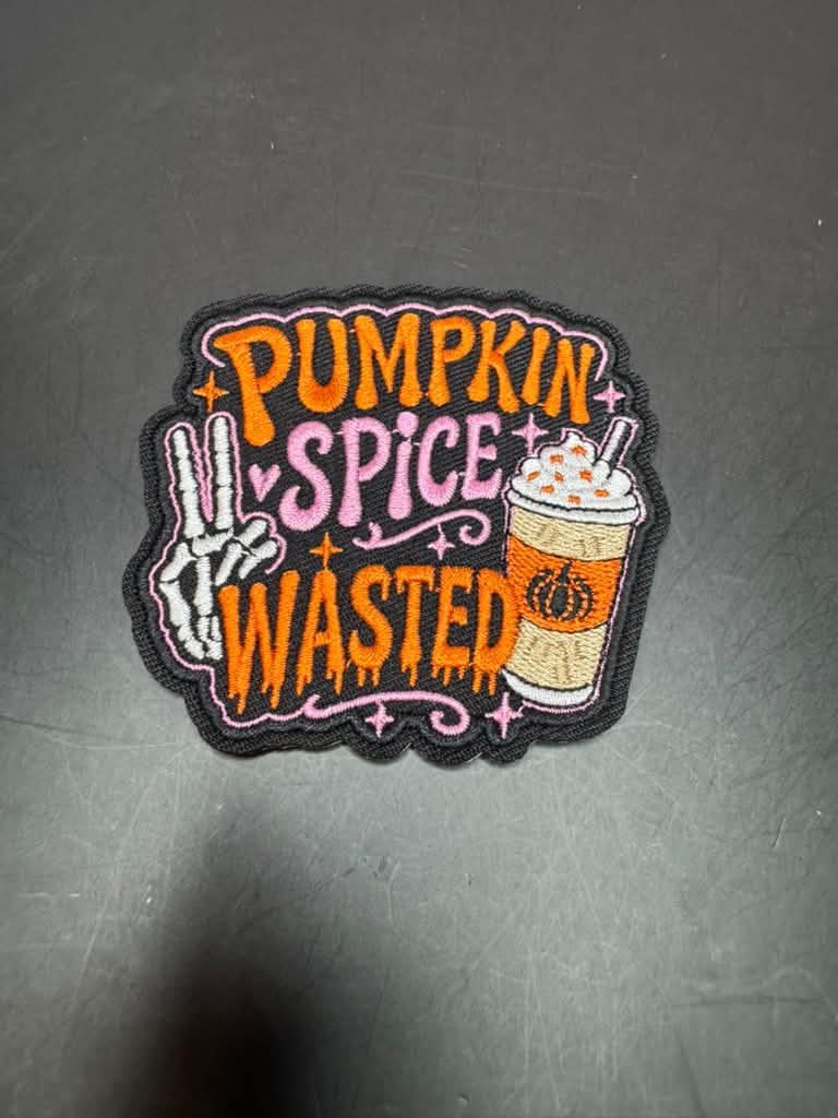 Pumpkin Spice Wasted Iron-On Embroidered Patch