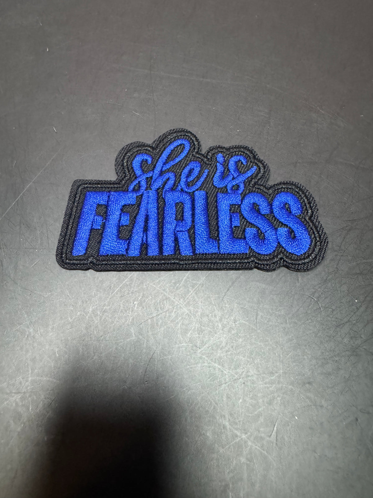 She Is Fearless Blue Iron-On Embroidered Patch