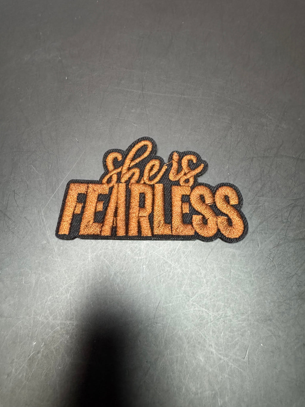 She Is Fearless Brown Iron-On Embroidered Patch