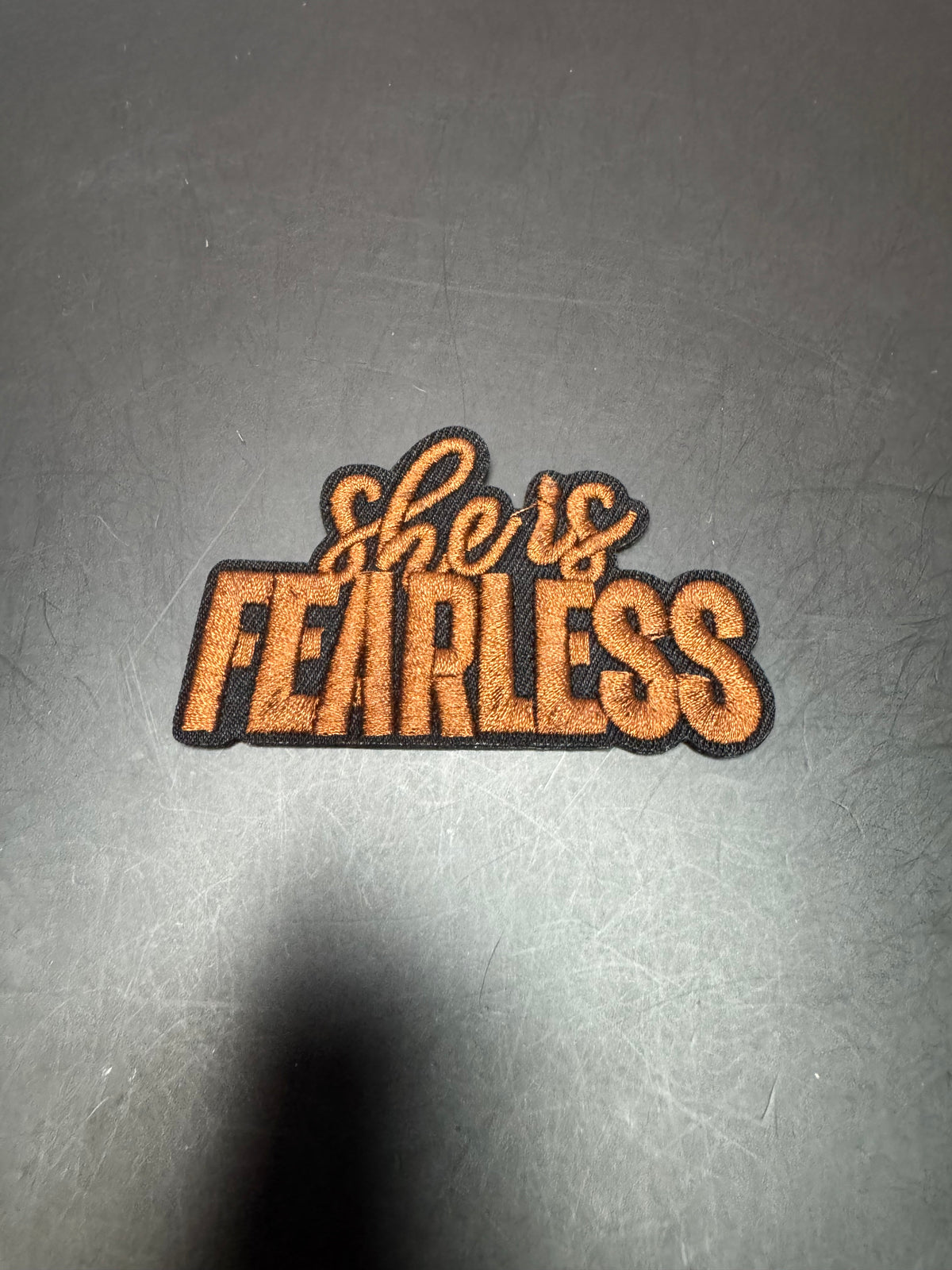She Is Fearless Brown Iron-On Embroidered Patch