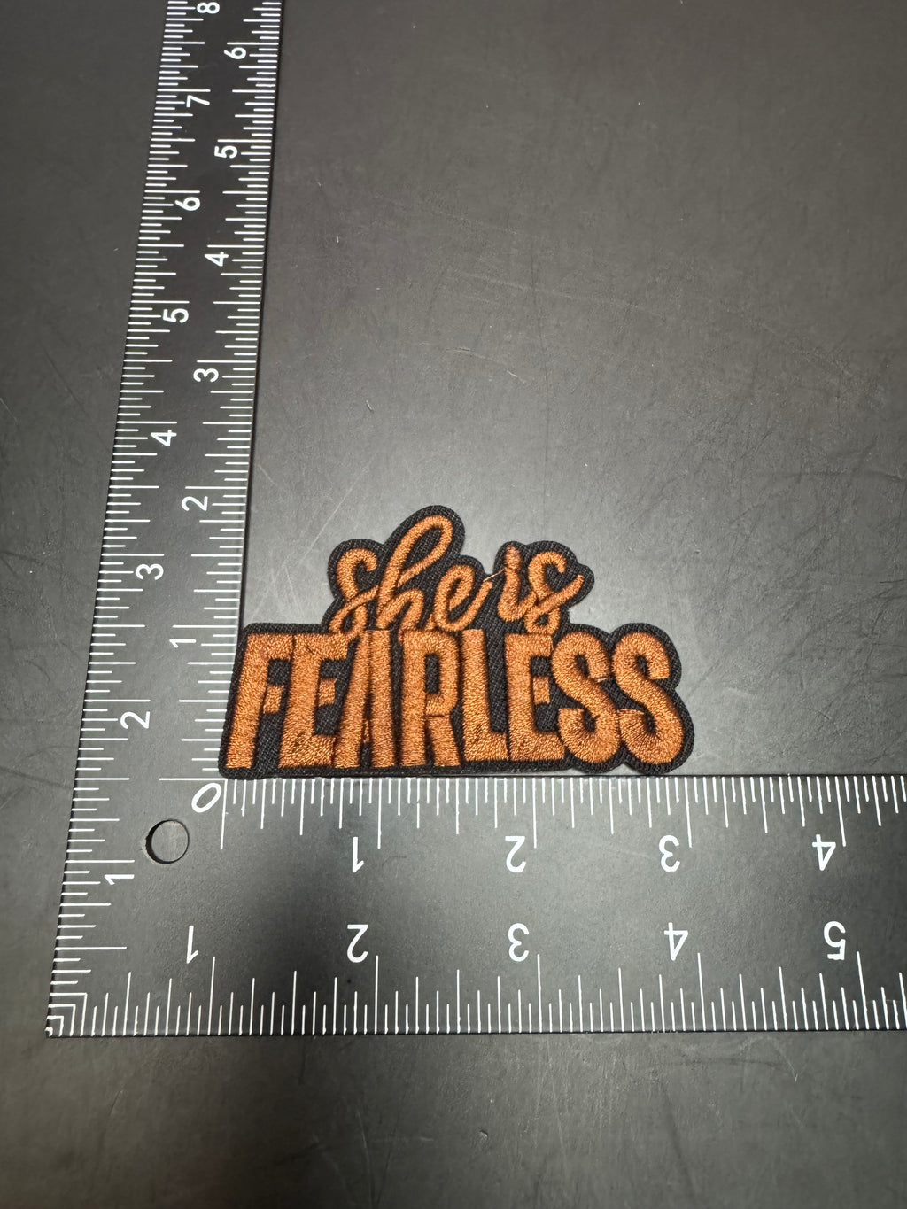 She Is Fearless Brown Iron-On Embroidered Patch