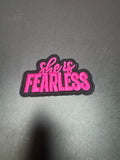 She Is Fearless Dark Pink Iron-On Embroidered Patch