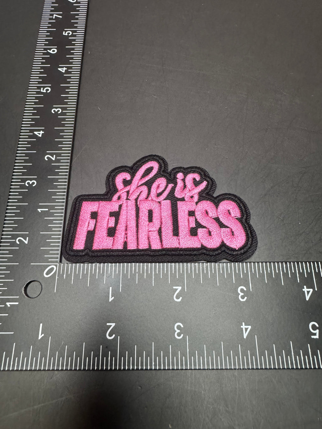 She Is Fearless Light Pink Iron-On Embroidered Patch