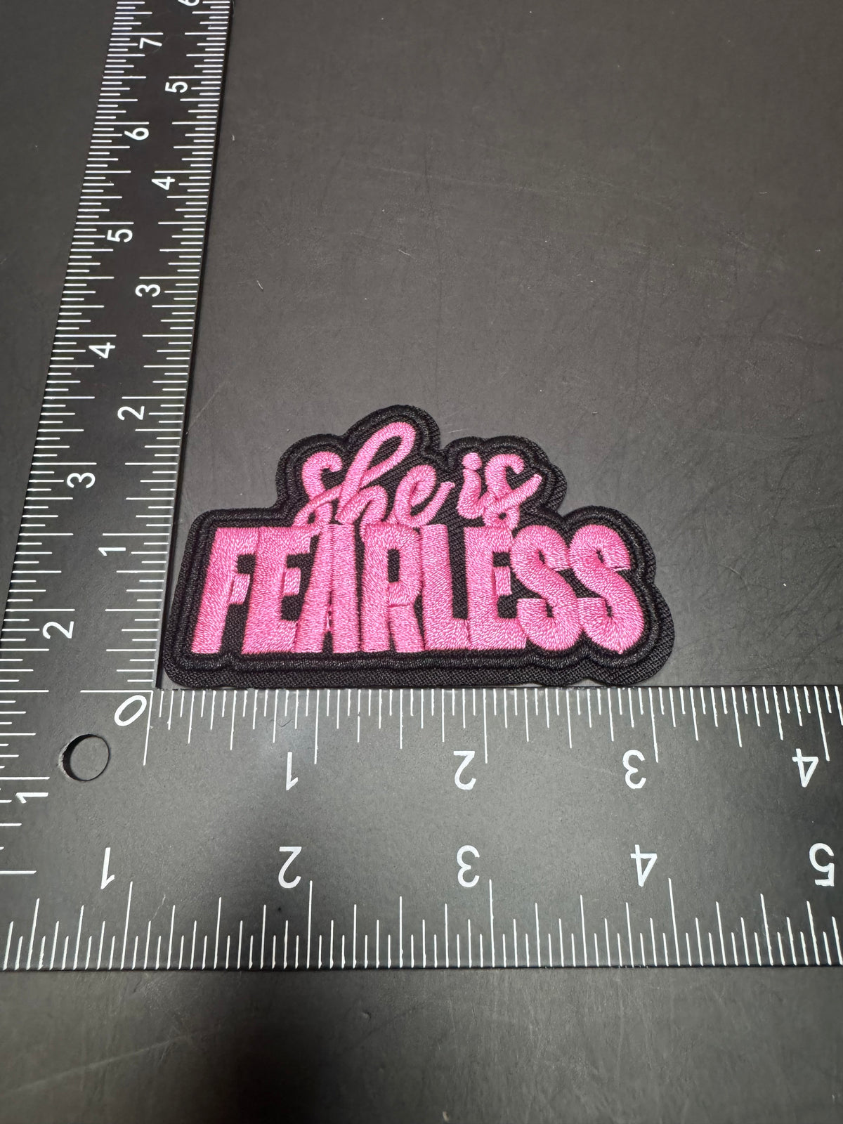 She Is Fearless Light Pink Iron-On Embroidered Patch