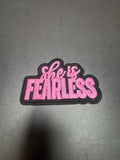 She Is Fearless Light Pink Iron-On Embroidered Patch