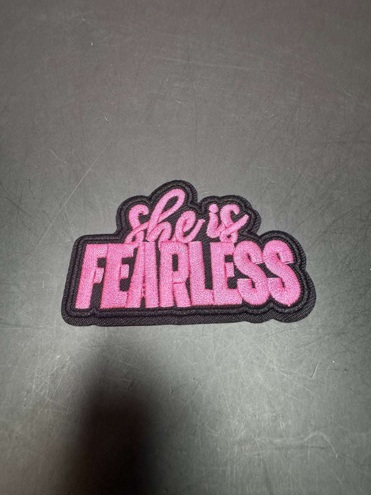 She Is Fearless Light Pink Iron-On Embroidered Patch