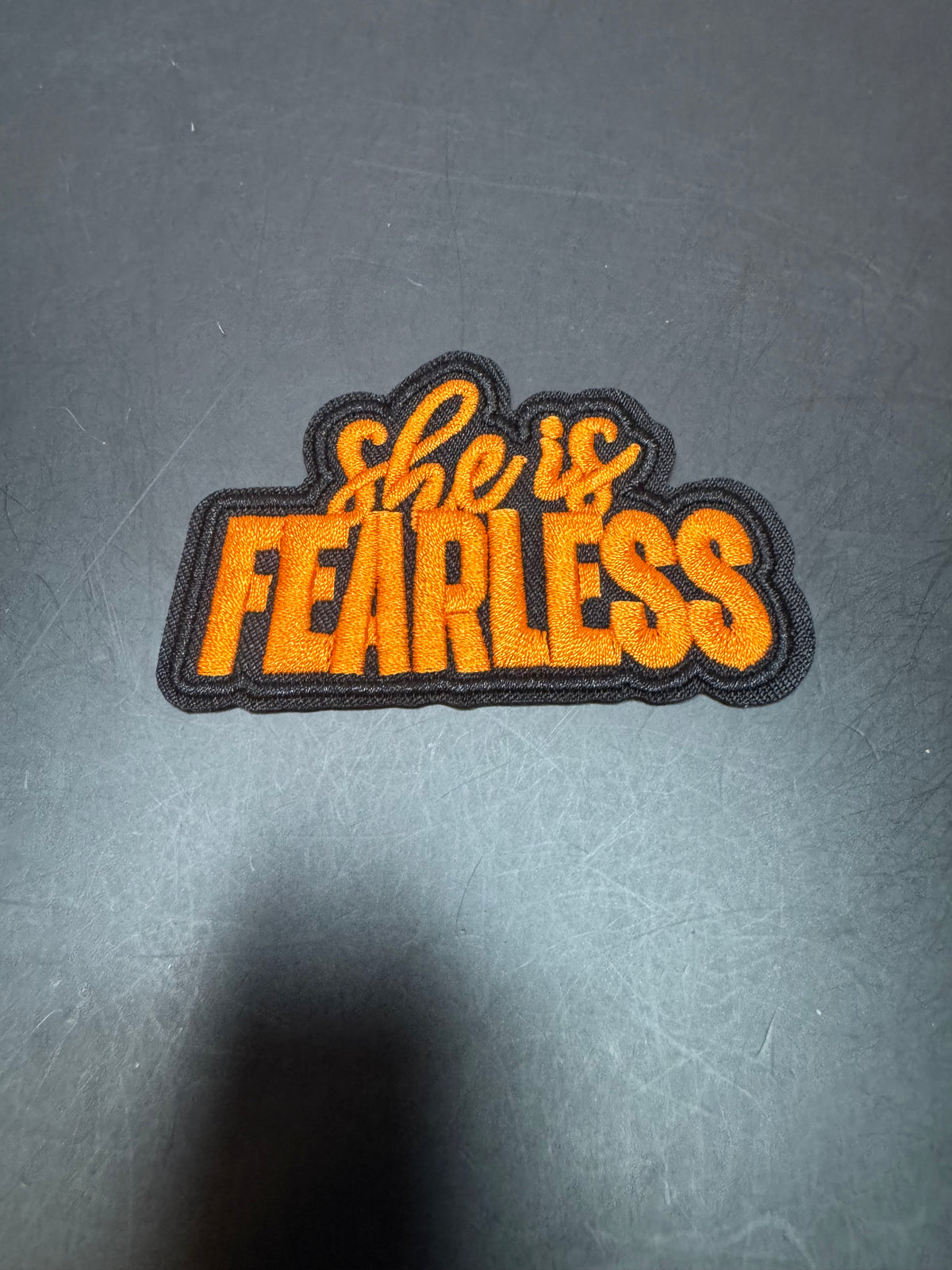 She Is Fearless Orange Iron-On Embroidered Patch