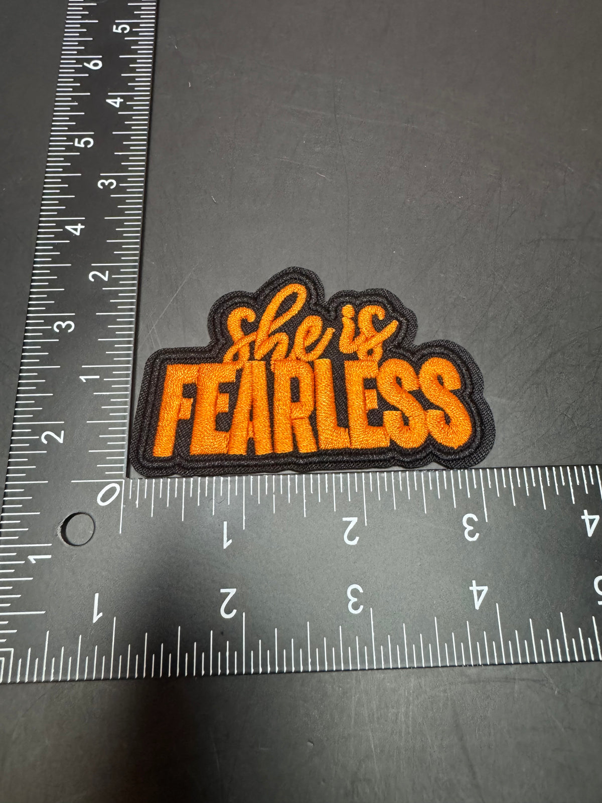 She Is Fearless Orange Iron-On Embroidered Patch
