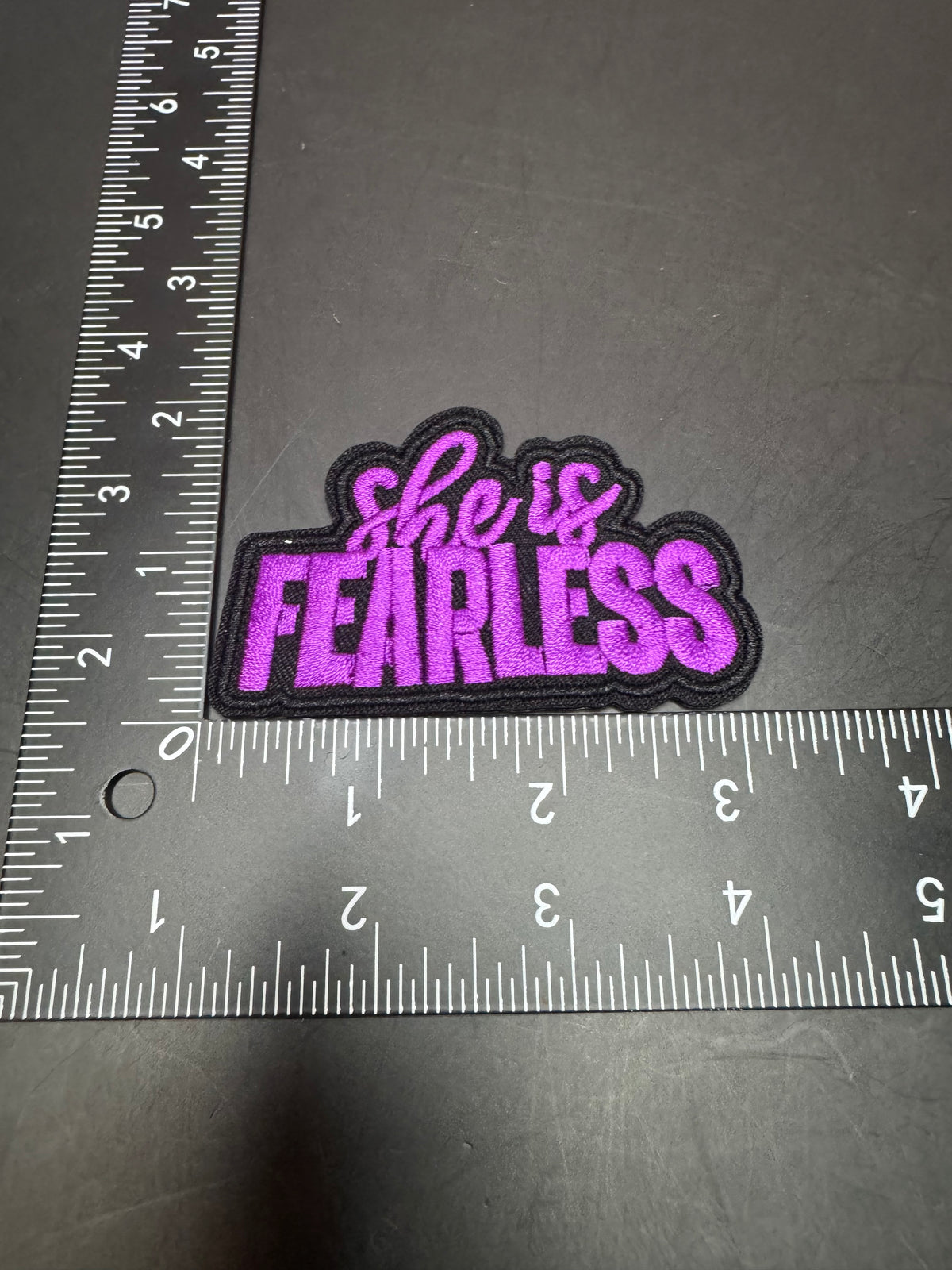 She Is Fearless Purple Iron-On Embroidered Patch