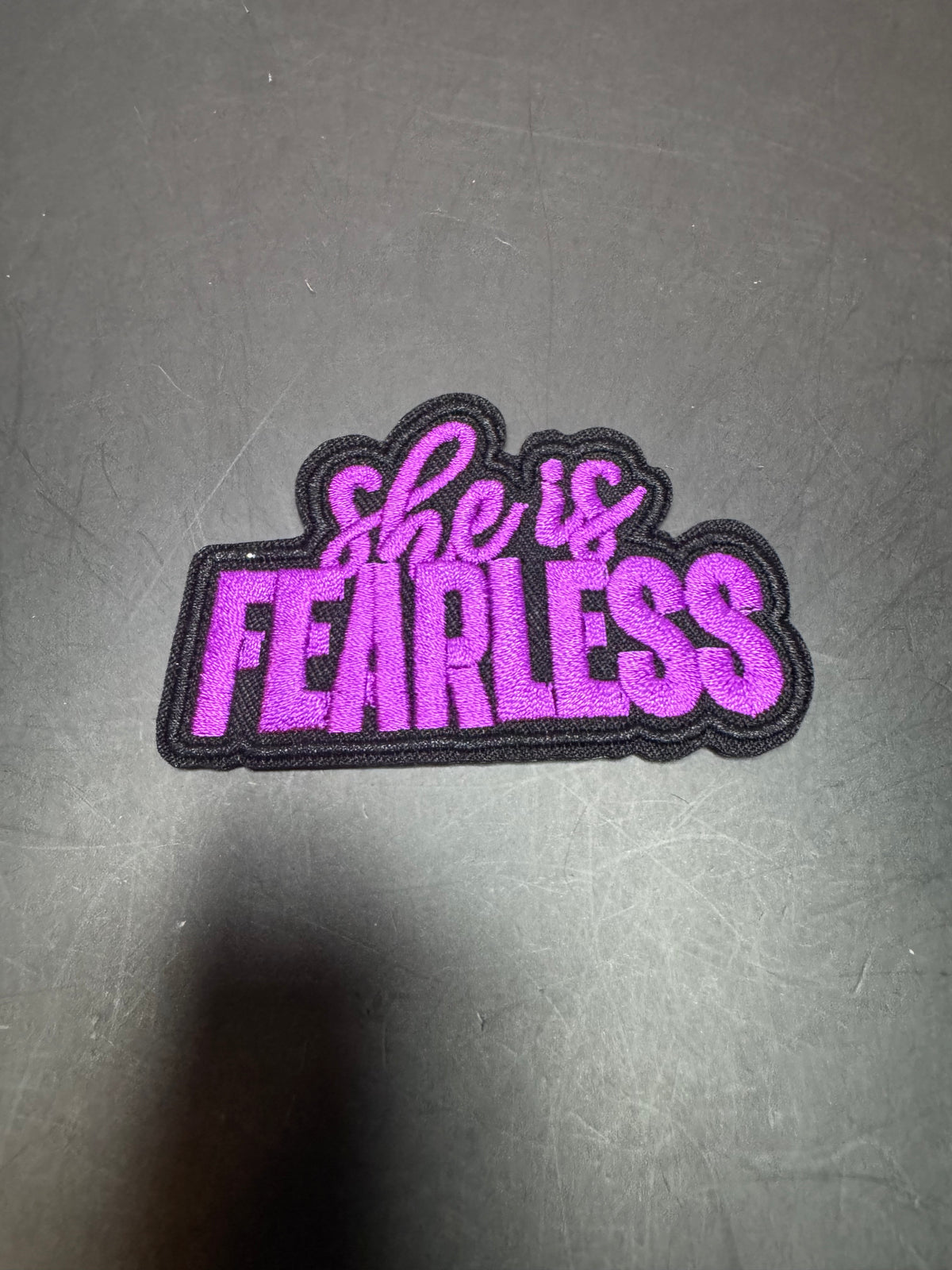 She Is Fearless Purple Iron-On Embroidered Patch