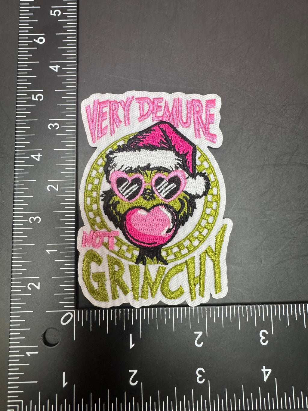 Very Demure Not Grinchy Iron-On Embroidered Patch